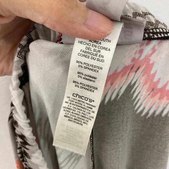 Chico's size XL/3 Brown Orange Boho Abstract Stretch Knit Wide Leg Pull-on Pants - Picture 3 of 8